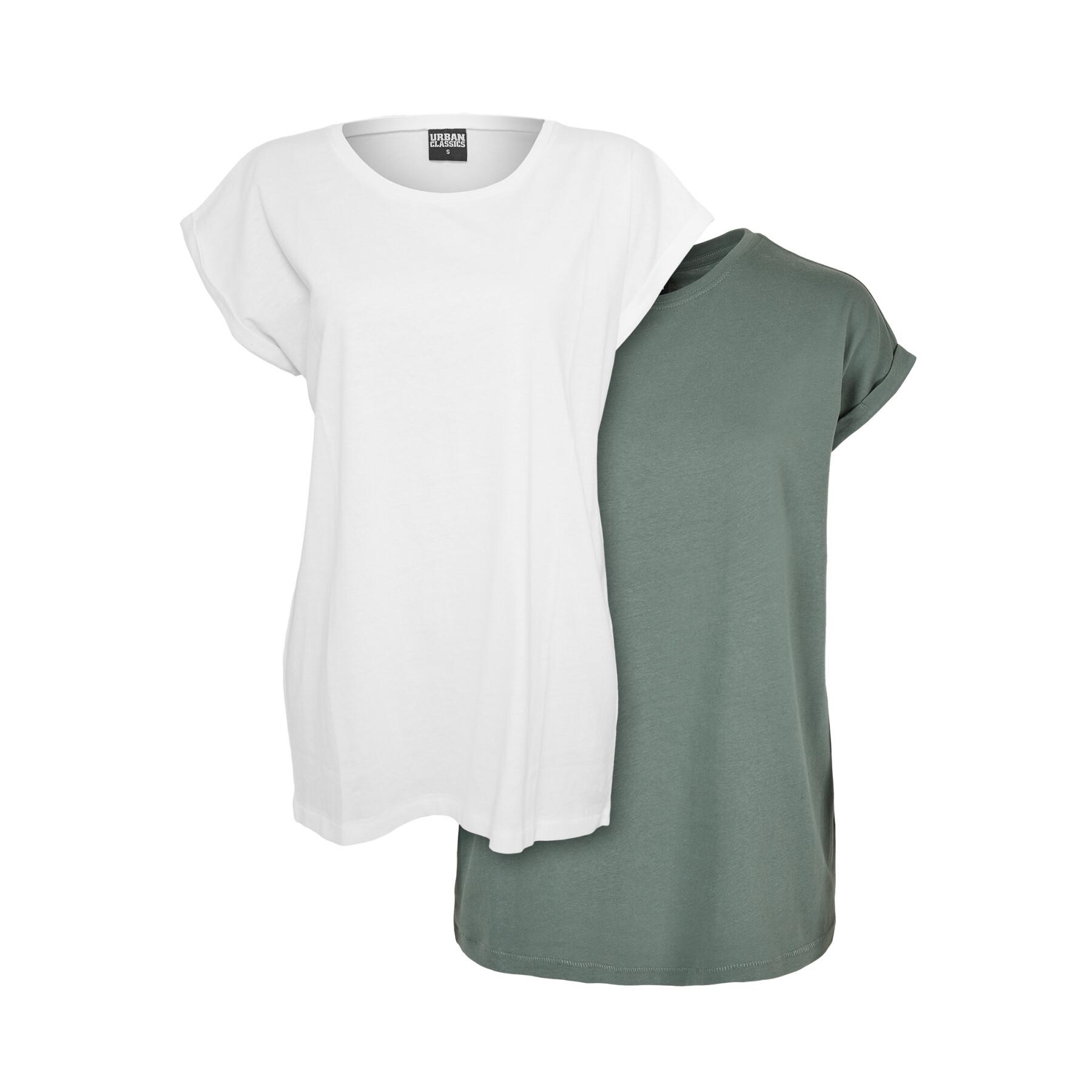 T-shirts with elongated shoulders large sizes women Urban Classics (x2)
