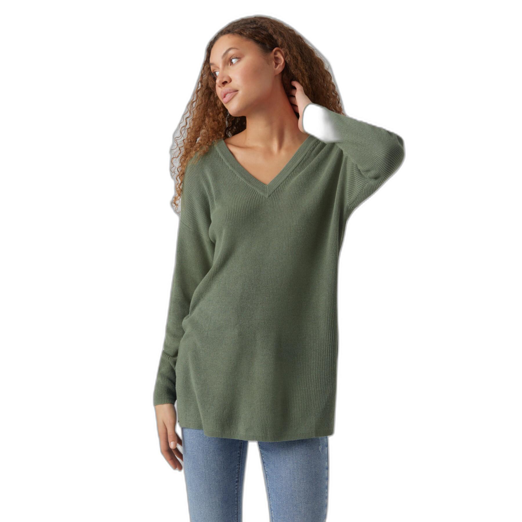 Women's long v-neck sweater Vero Moda Newlex Sun