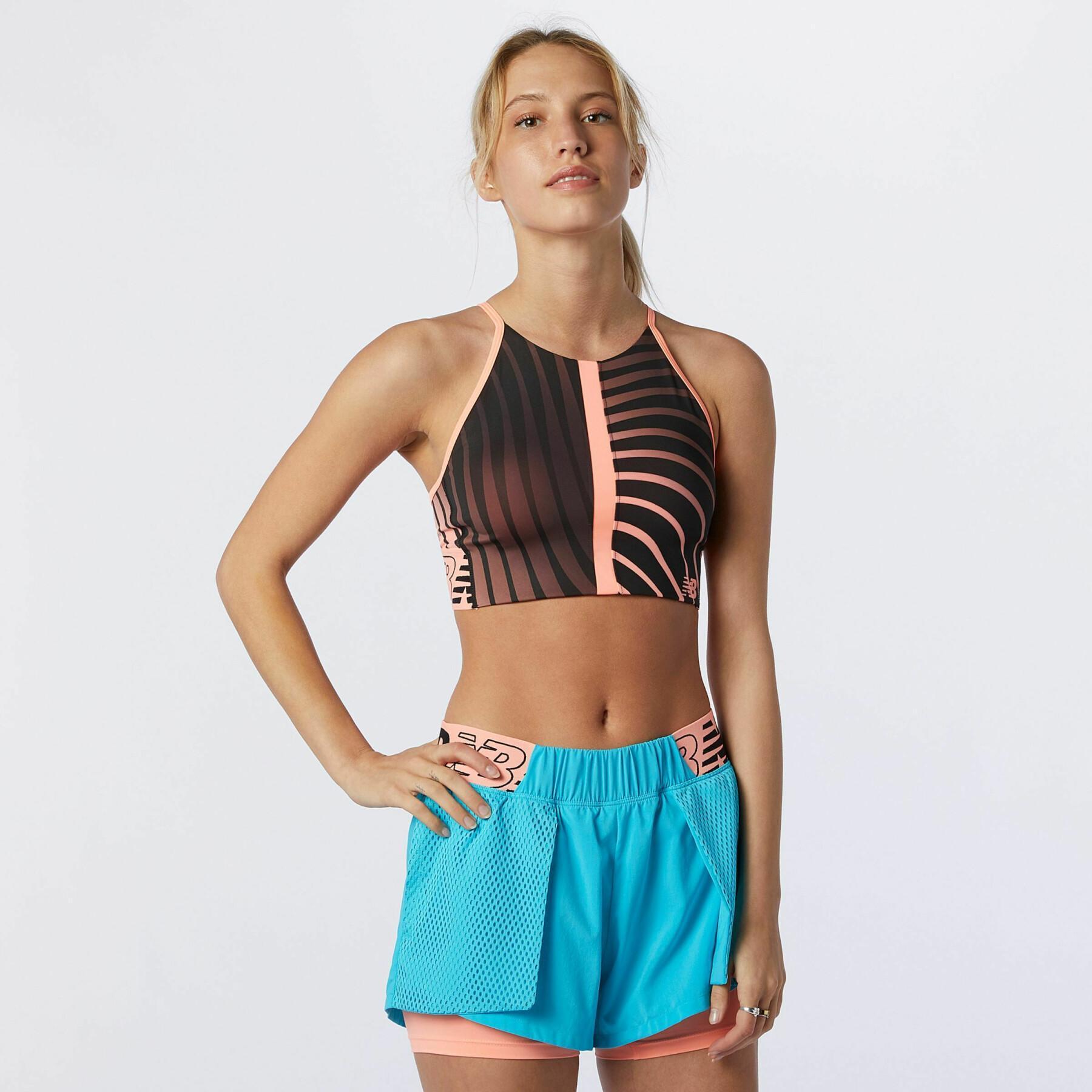 Women's crop top swimsuit New Balance relentless printed