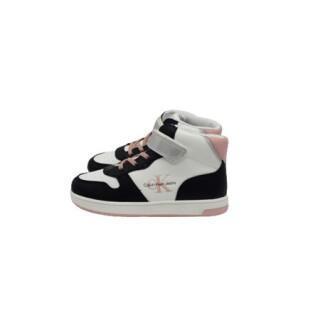 Lace-up/velcro sneakers for kids Calvin Klein black/white/pink