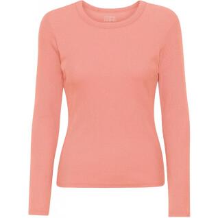 Women's long sleeve ribbed T-shirt Colorful Standard Organic bright coral