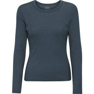 Women's long sleeve ribbed T-shirt Colorful Standard Organic petrol blue
