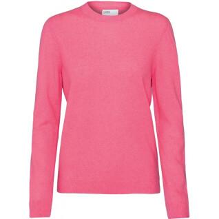 Women's wool round neck sweater Colorful Standard light merino bubblegum pink