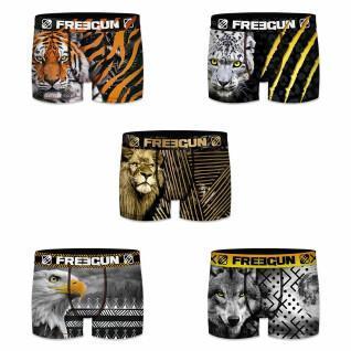 Set of 5 recycled polyester boxer shorts with a wildlife print Freegun