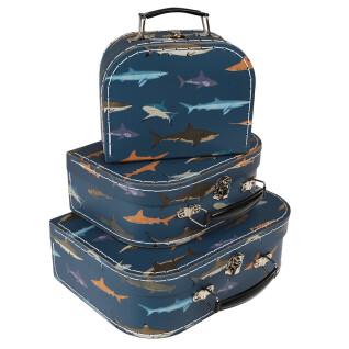Set of 3 suitcases for children Rex London Sharks