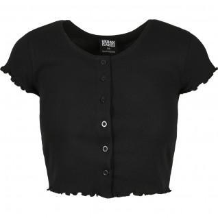 Women's T-shirt Urban Classics cropped button up rib-grandes tailles