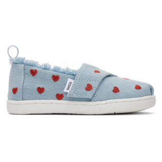 Denim espadrilles with embroidered baby hearts Toms Alpargata