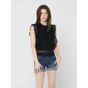 Women's sleeveless T-shirt Only lace wovens