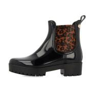 Women's boots Gioseppo brillantes noires à motif léopard