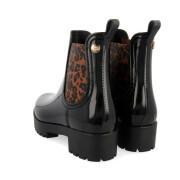 Women's boots Gioseppo brillantes noires à motif léopard