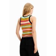 Women's mesh tank top with fringes Desigual