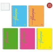 Pack of 5 hard-cover notepads, 80 square sheets Disney