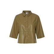 Leather shirt with half-length sleeves for women Ichi Ihcasila