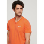 Organic cotton v-neck T-shirt with logo Superdry Essential