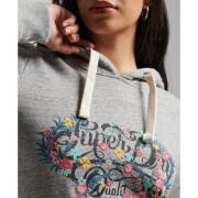 Sweatshirt hoodie with floral pattern and women's inscription Superdry