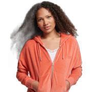 Women's organic cotton zip-up hoodie Superdry Vintage Logo Velour