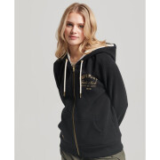 Women's zip-up hoodie with metallic logo Superdry Luxe