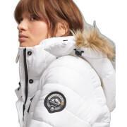 ShortHooded Puffer Jacket with fake fur woman Superdry