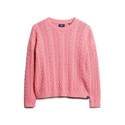Women's drop-shoulder cable-knit round-neck sweater Superdry