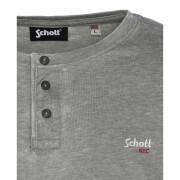 Long sleeve t-shirt with tunisian collar and embroidery on chest Schott