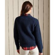Women's ribbed crew neck sweater Superdry Tweed