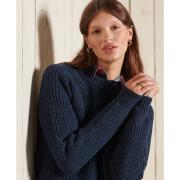 Women's ribbed crew neck sweater Superdry Tweed